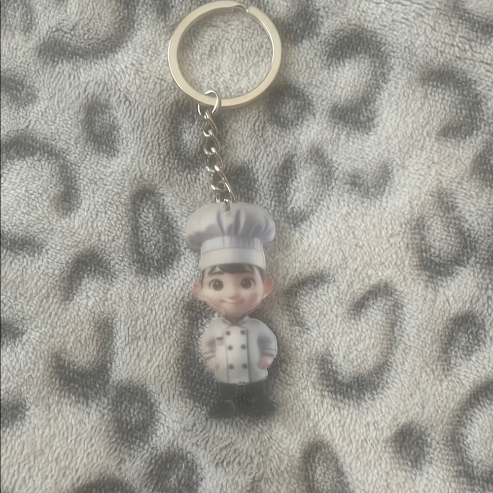 Chef Keychain with White and Black Outfit